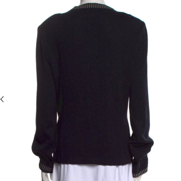 St. John Black Wool Button Front Cardigan - Picture 4 of 6